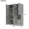 2 Doors Wardrobe Storage For Bedroom With Shelves And 3 Drawers - Gray - Image 15