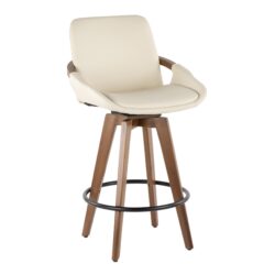 Cosmo - Mid-Century Counter Stool - Walnut / Cream