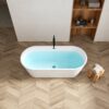 Freestanding Bathtub, Modern & Contemporary Design Soaking Tub With Toe-Tap Drain In Chrome And Classic Slotted Overflow - Glossy White - Image 5