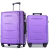 Expanable Spinner Wheel 2 Piece Luggage Set ABS Lightweight Suitcase With Tsa Lock 20" / 24" - Purple - Image 2