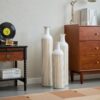 Floor Metal Vase Modern Style Decoration Home Metal Vase 3 Piece Set Gorgeous Home Decoration Large Glazed Metal Vase - Gold / White - Image 17