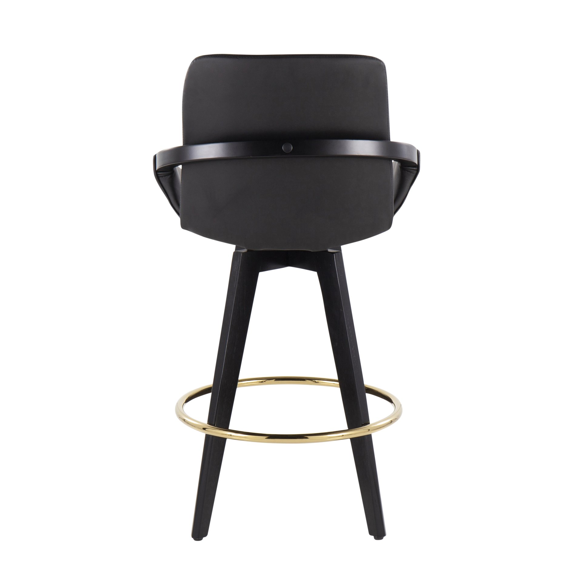 Cosmo - Contemporary Fixed Height Counter Stool With Swivel With Round Footrest (Set of 2) - Black - Image 5