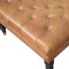 Buffalo - Studded Leather Ottoman With Castor Legs - Tan - Image 3