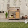 Outdoor Potting - Bench, Workstation Table With Cabinet For Backyard Garden Supplies - Brown / Gray - Image 4