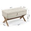 Storage Ottoman, Button-Tufted Ottoman Linen Storage Bench, Ottoman With Storage - Light Beige - Image 4