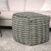 Walle - Fabric Square Pouf Ottoman And Floor Cushion Teal - Blue - Image 2