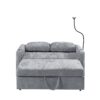 Modern Loveseat Pull Out Sofa Bed With Adjustable Backrest, Two Cup Holders, A Phone Holder, Three Charging Ports And Side Storage Pockets For Living Room - Gray - Image 17