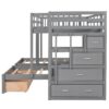 Full Over Twin & Twin Classic Triple Bunk Bed With Drawers And Guardrails - Gray - Image 10