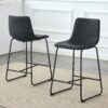 (Set of 2) Modern Minimalist Style Material Bar Stools, Suitable For Kitchen, Bar And Modern Home Design - Black - Image 4
