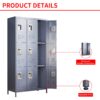 9 Door Lockers With Lock For Storage In Office, School, Gym, And Bedroom - Gray - Image 5