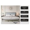 King Size Mid Century Solid Wood Platform Bed With Upholstered Headboard - Gray - Image 4