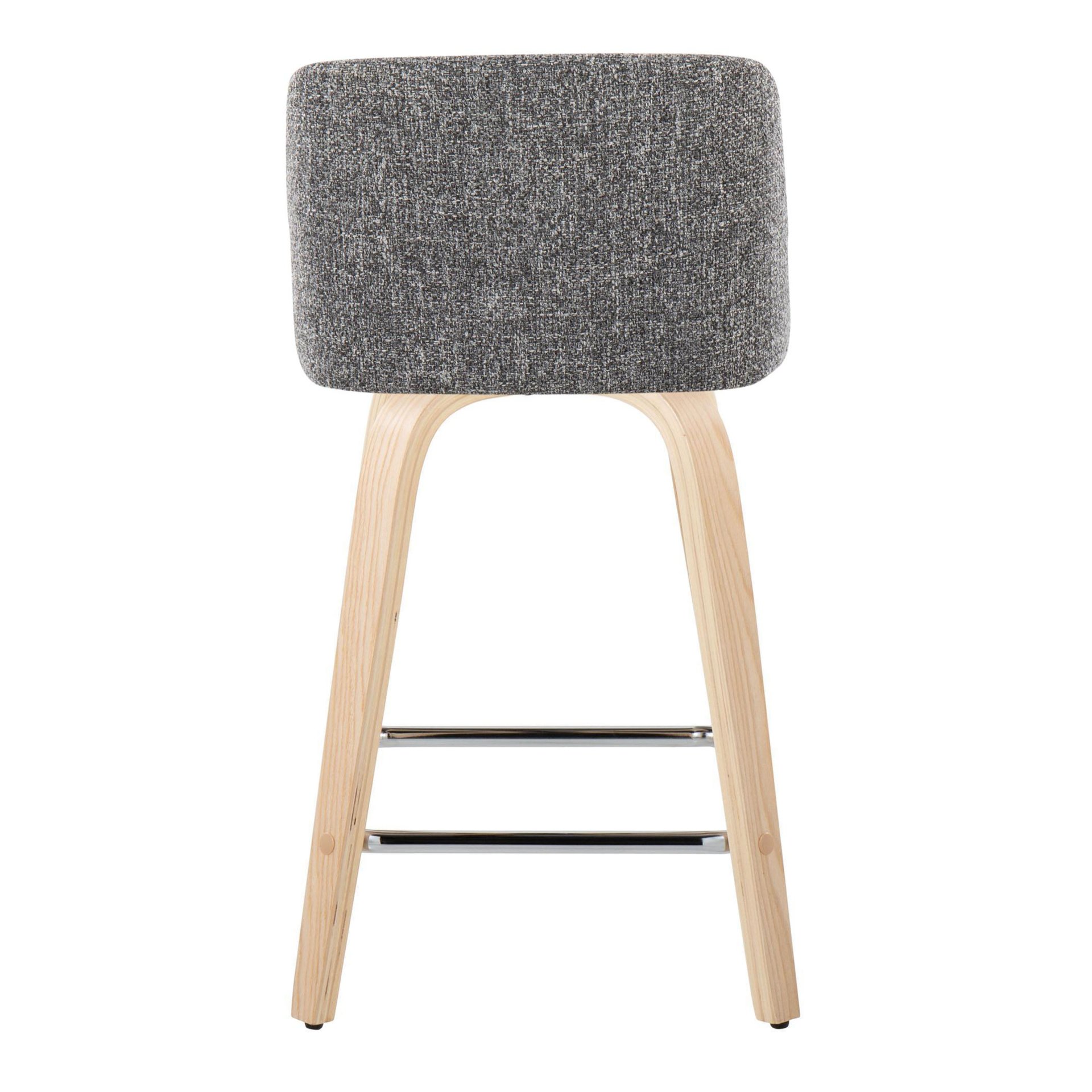 Toriano - Contemporary Fixed Height Counter Stool With Swivel And Square Footrest (Set of 2) - Natural / Gray - Image 5