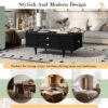 Modern Rectangle Coffee Table With Four Drawers, Wood Coffee Table With Metal Handles And Four Solid Wood Legs For Living Room - Black - Image 7