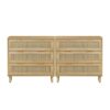 3 Drawers Rattan Storage Cabinet Rattan Drawer, For Bedroom, Living Room, Dining Room, Hallways (Set of 2) - Oak - Image 7