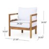 Outdoor Acacia Wood Patio Club Chair, Wood Patio Furniture, Waterproof Thick Cushion Deep Seating For Porch, Weight Capacity 400Lbs - Light Teak / White - Image 3
