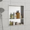 21" X 17" Stainless Steel Shower Niche Double Shelf - Brushed Nickel - Image 2