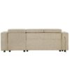 Multi-Functional Pull-Out Sofa Bed L-Shape Sectional Sofa With Adjustable Headrest, Wireless Charging, Cup Holders And Hidden Storage For Living Room - Beige - Image 22