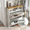 4 Layer Folding Shoe Cabinet With Metal Rounded Corners Convenient Shoe Storage - White - Image 12