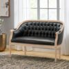 French Country Chesterfield Style Tufted Loveseat - Black - Image 5