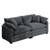 Modern Fabric Living Room Sofa With 4 Pillows Upholstered Large Deep Seating Loveseat Corduroy - Gray - Image 7