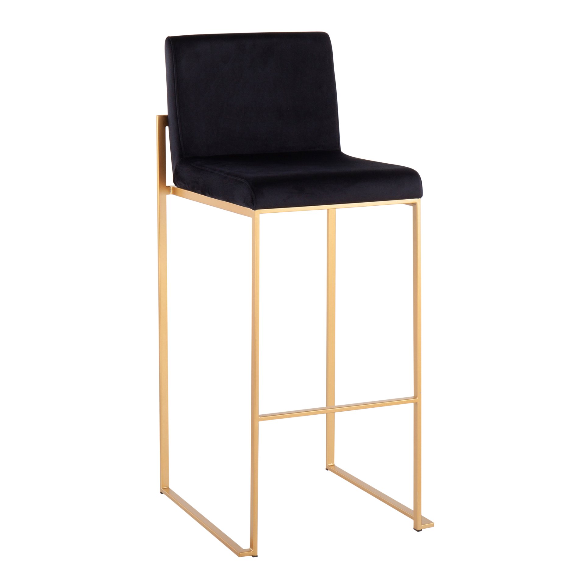 Fuji - Contemporary High Back Barstool (Set of 2) - Gold / Black - Image 2