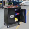 Movable Lockable Double Door Partition With Lock Multi Functional Hardware Storage Tool Car Auto Repair Locker - Black / Blue - Image 2