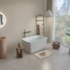 49'' Acrylic Freestanding Soaking Bathtub, Square-Shape Japanese Soaking Hot Tub, Sit-In Design With Chrome Overflow And Drain For Express Delivery 23Amazing-49 (W1920P179228) - Glossy White - Image 8