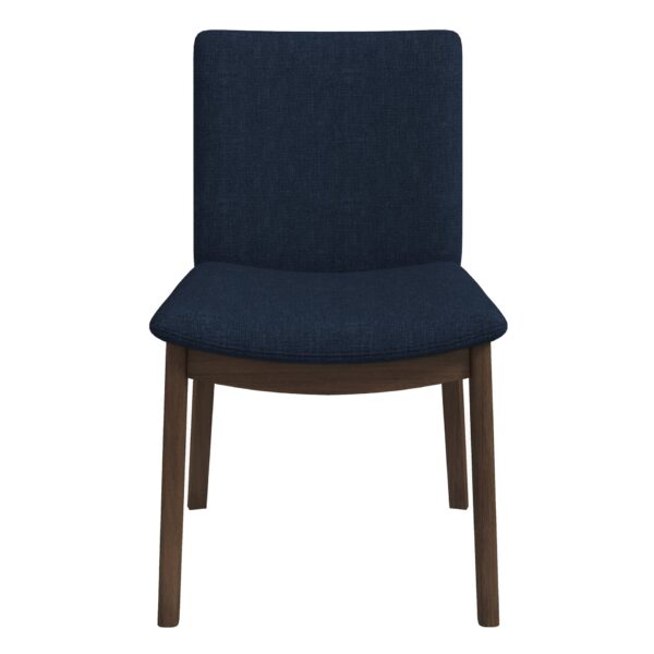 Laura - Linen Dining Chair (Set of 2) - Dark Blue / Dark Brown