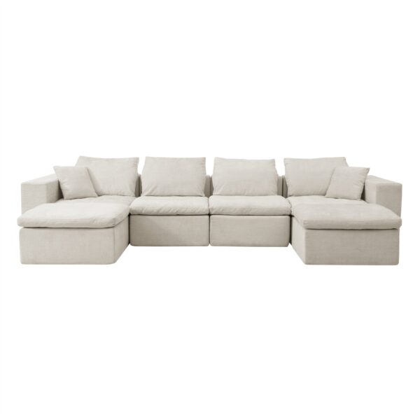 Modern Minimalist Cloud Sectional Couch With Comfy Chaise, U Shaped Modular Sofa - Beige