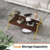 Rectangle Coffee Table With Tempered Glass Top And Golden Metal Legs, Modern Table For Living Room, Transparent Glass - Gold / Dark Brown - Image 5