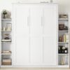Full Size Murphy Wall Bed With Shelves And LED Lights - White - Image 25