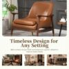 Accent Chair With Cushioned Seat, Brass Tipped Legs - Brown - Image 5