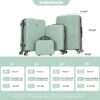 4 Piece Lightweight Suitcase, 14" Makeup Box, Aircraft Wheels (14/20/24/28) - Olive Green - Image 3