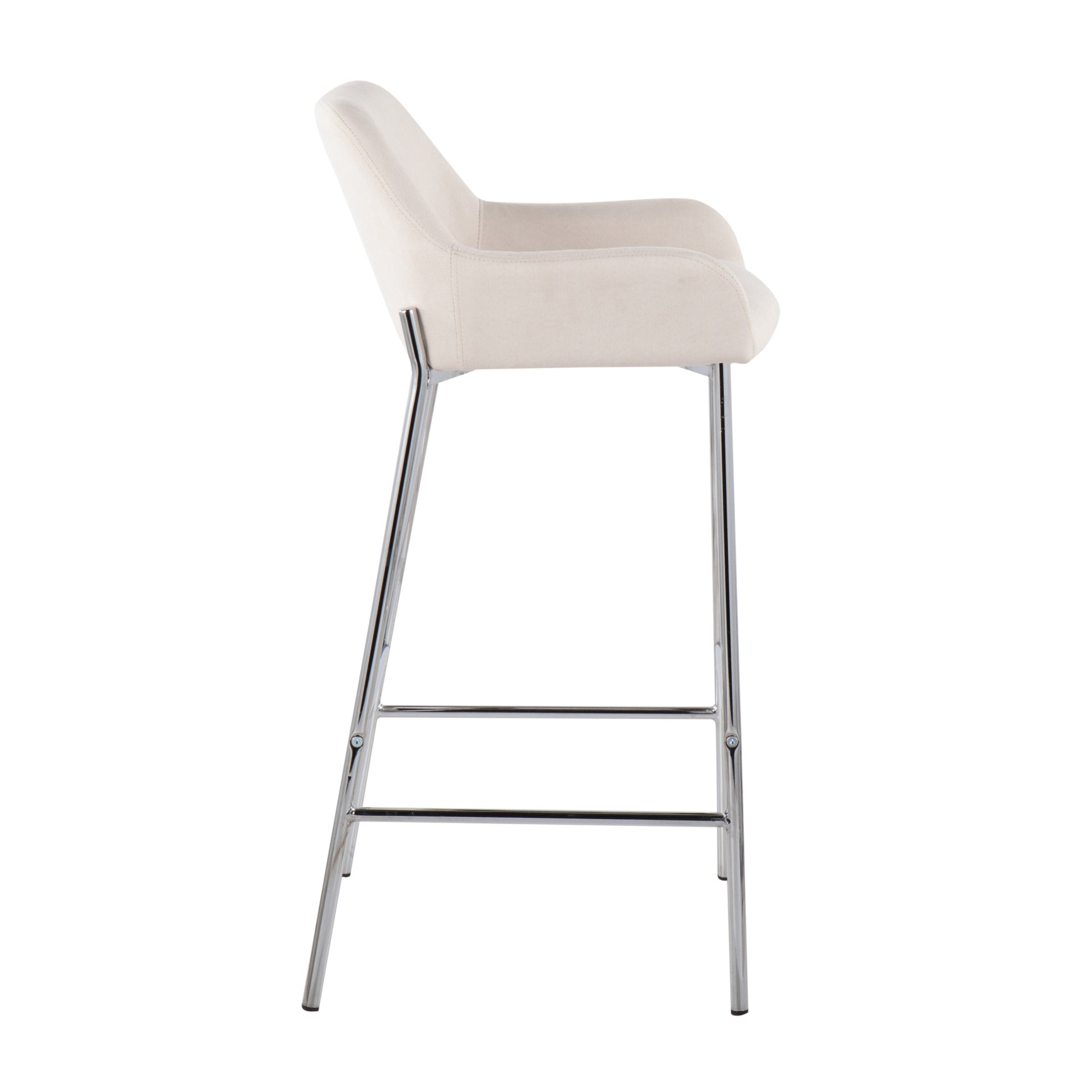 Daniella - Contemporary Fixed Height Bar Stool (Set of 2) - Chrome / Cream - Image 3