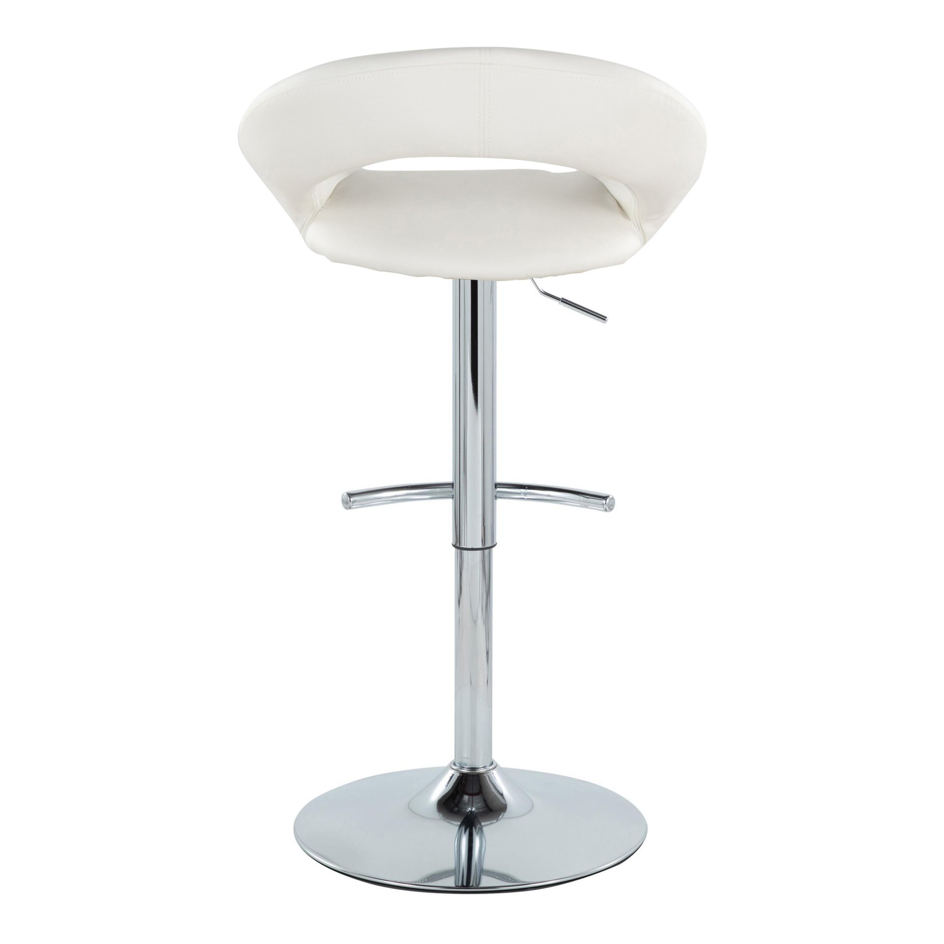 Posh - Contemporary Adjustable Barstool With Swivel With Rounded T Footrest (Set of 2) - Chrome / White - Image 5