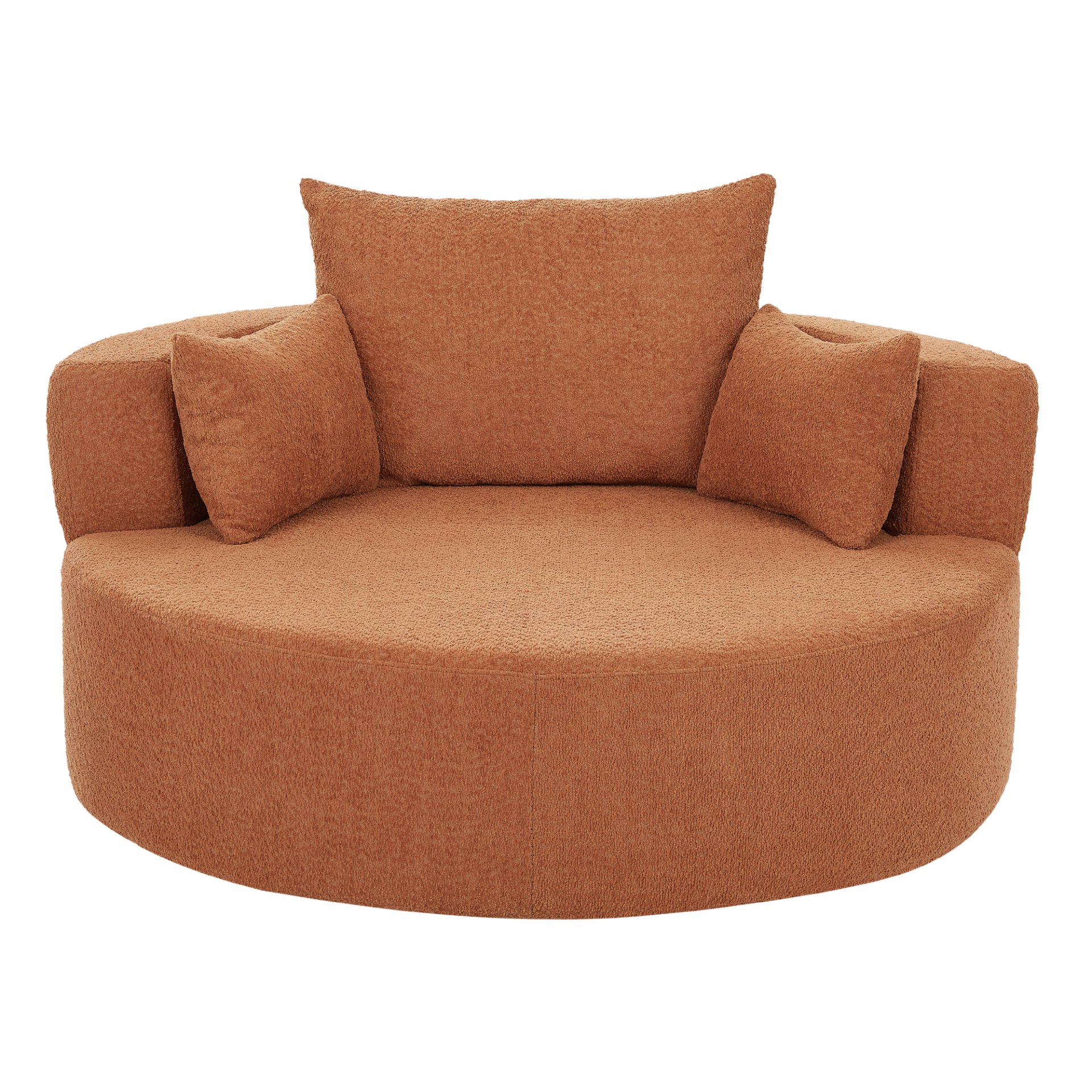 360° Swivel Chair Accent Barrel Chair Swivel Round Sofa Chair With 3 Removable Pillows For Living Room, Office And Hotel - Orange Red - Image 23