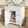 36" Bathroom Vanity With Sink, Soft Close Doors, And Adjustable Shelves Solid Frame - White - Image 8