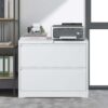 Modern 2 Drawer Steel Lateral File Cabinet With Lock, Metal Filing Cabinet For Home Office Use - White - Image 10