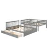 Full Over Full Bunk Bed With Ladders And 2 Storage Drawers - Gray - Image 5