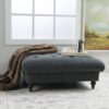Madrid - Tufted Ottoman With Button Tufting And Turned Feet - Dark Gray - Image 2