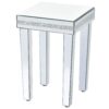 Fashionable Modern Glass Mirrored Side Table End Table With Crystal Design And Adjustable Height Legs - Silver - Image 8