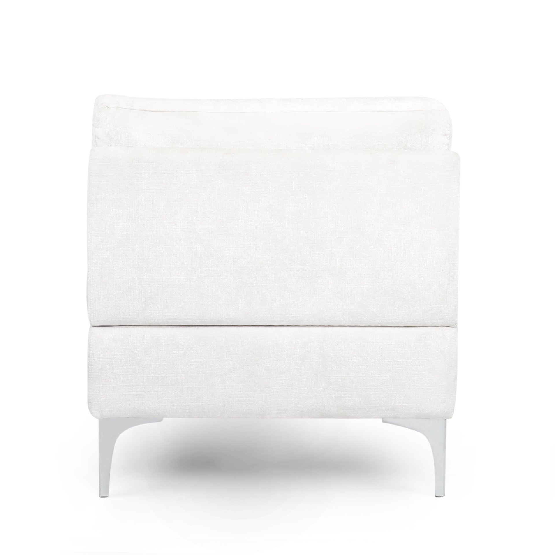 Fabric Upholstered Chaise Lounge With Iron Bracket Legs - Ivory - Image 9