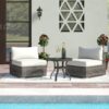 Minnesota - Outdoor Patio Chairs, Sectional Armless Seats (Set of 2) - Gray Mix - Image 2