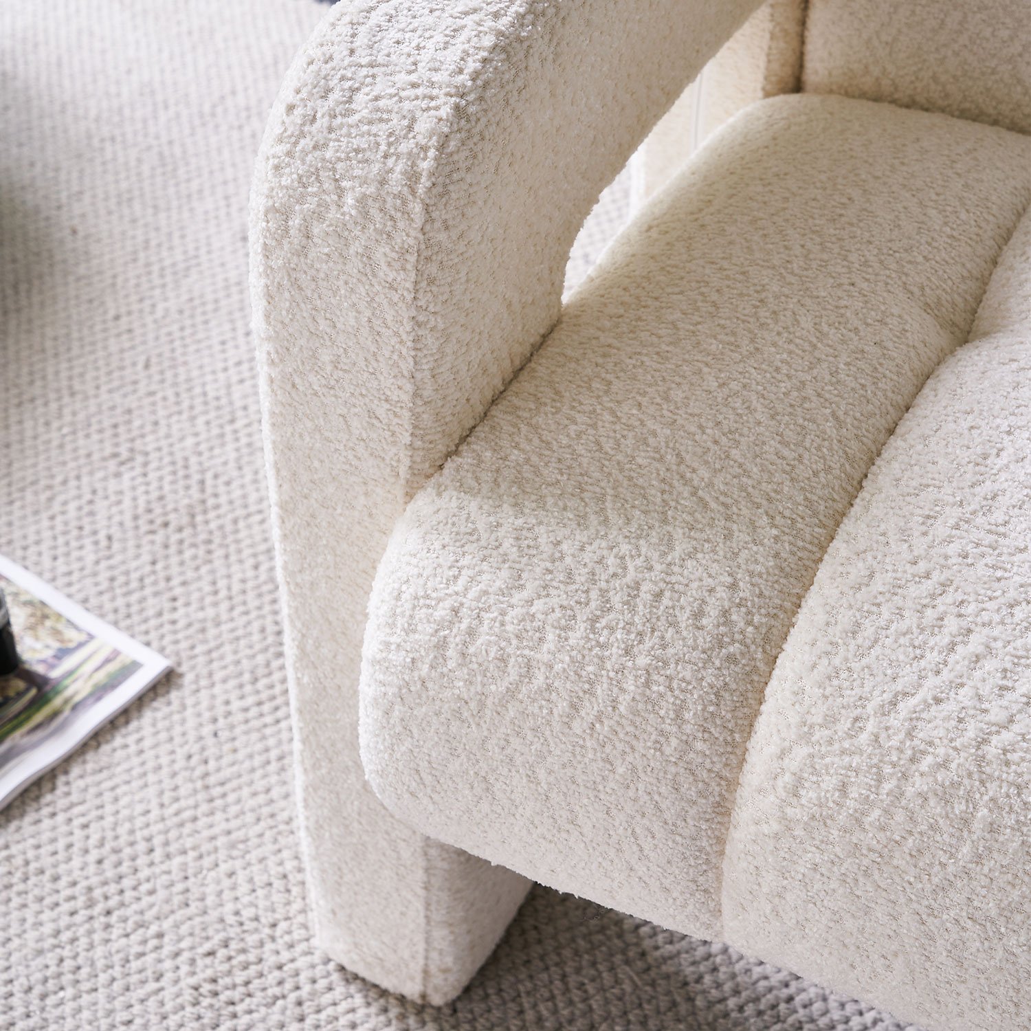 31.10" Wide Boucle Upholstered Accent Chair - Beige - Image 12