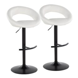 Posh - Contemporary Adjustable Barstool With Swivel With Rounded T Footrest (Set of 2) - Black / White