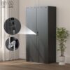 Metal Wardrobe Cabinet With Hanging Rod And Lock Adjustable Shelves Clothing Locker Storage - Black - Image 8