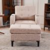 Beige Upholstered Armchair And Storage Ottoman Set, Comfortable Single Sofa With Cup Holders And Tufted Detailing, Ideal For Living Room Or Bedroom - Beige - Image 8