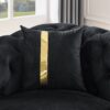 Velvet Button Tufted Sofa Couch With 2 Pillows 3 Seater Luxury Chesterfield Sofa Set With Stainless Steel Accents For Living Room - Black - Image 9