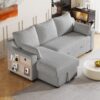 Pull Out Sleeper Sofa L-Shaped Couch Convertible Sofa Bed With Storage Chaise, Storage Racks And USB Ports - Light Gray - Image 2