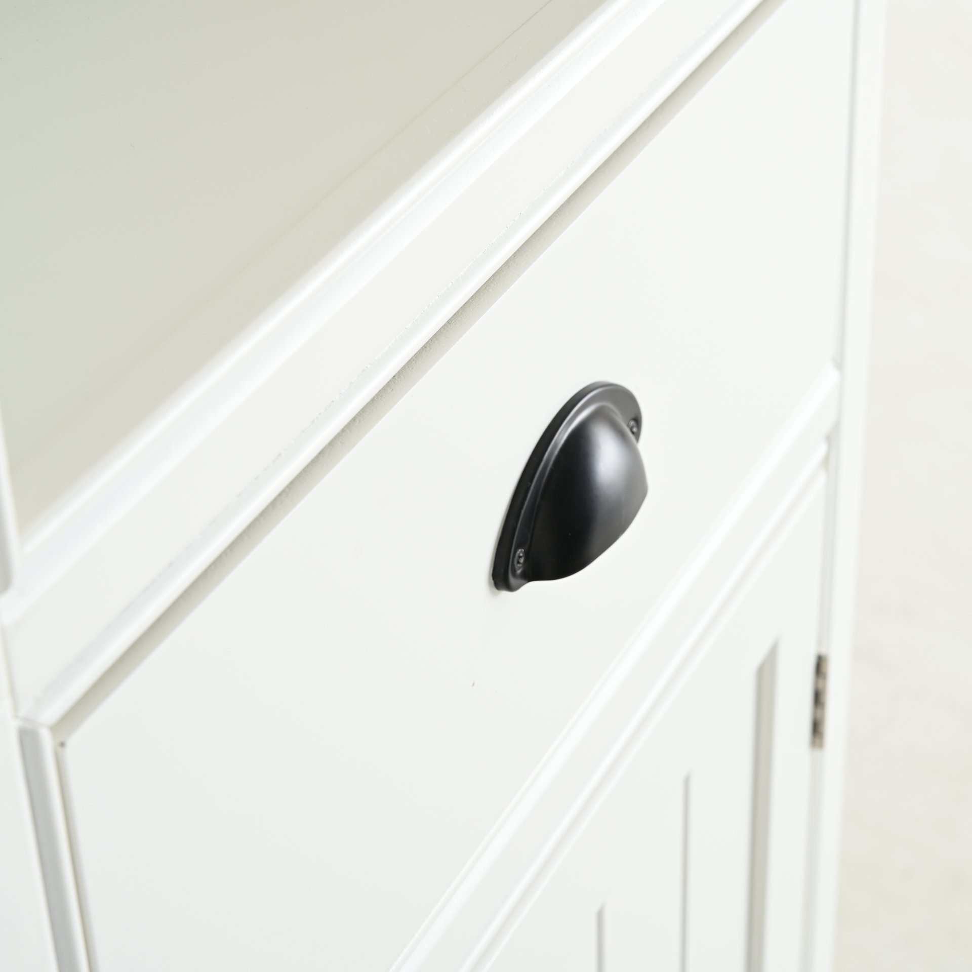 Retro Style 75'' Tall Display Shelf With Cabinet For Hallways Living Room Kitchen - White - Image 19